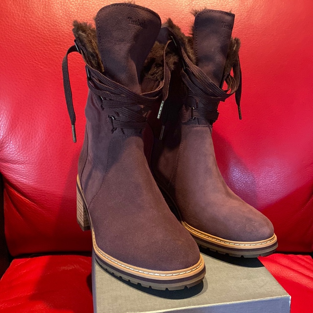 Timberland Purple Suede FauxFur Lined Midcalf Boots NeverUsed - Picture 1 of 12